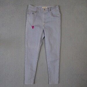 Levi's Jeans Women's Size 29 Mile High Super Skinny Striped Floral Pockets Heart